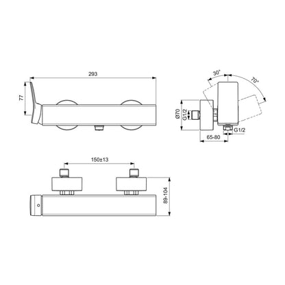 Батерия за душ Ideal Standard Atelier Conca в цвят Magnetic Grey, едноръкохваткова