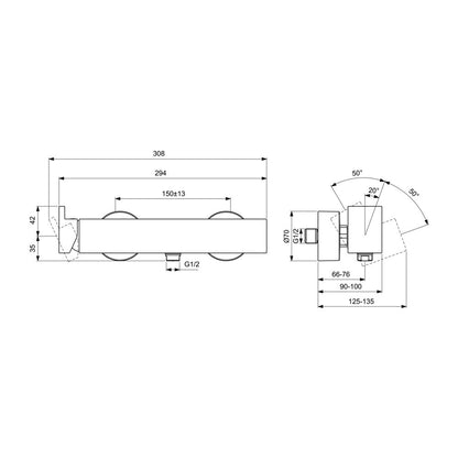 Смесител за душ Ideal Standard Atelier Extra монокоманда сив Magnetic Grey