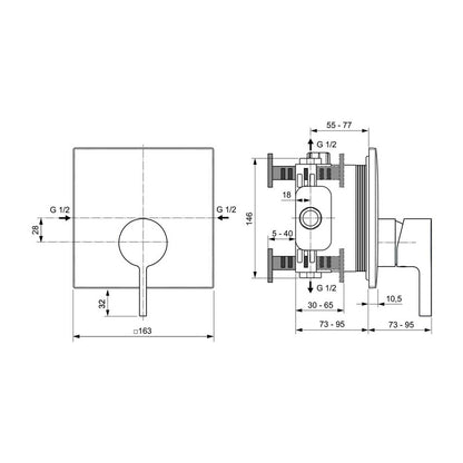 Смесител за душ Ideal Standard Atelier Joy Neo хром гланц без вградена част