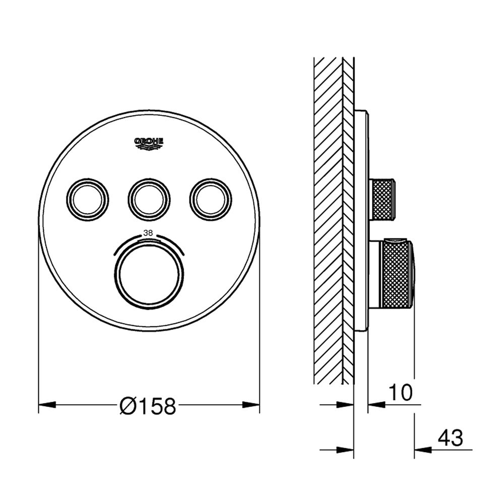 Grohe Grohtherm SmartControl Thermostatic Shower Valve with 3 Outputs in Supersteel