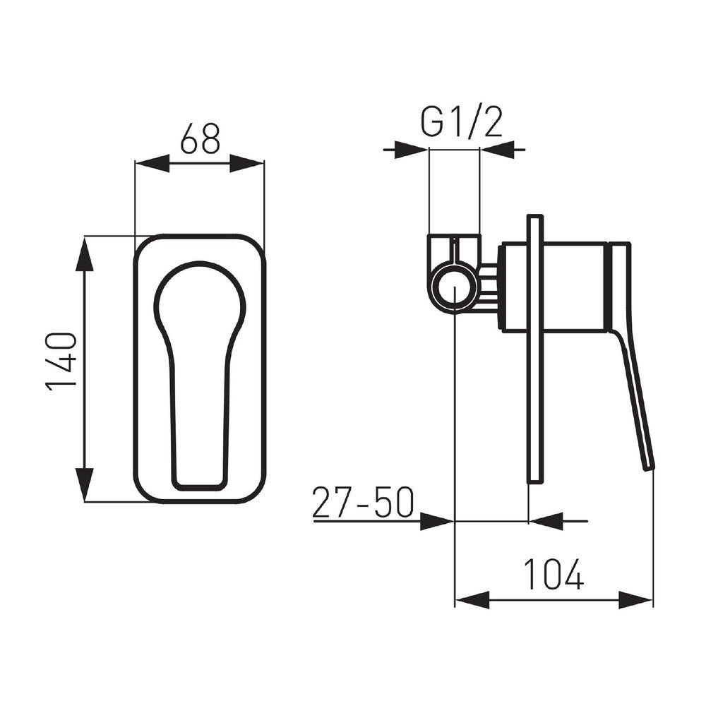 FDesign Seppia Built-In Shower Faucet, Black - Rose Gold with Concealed Body