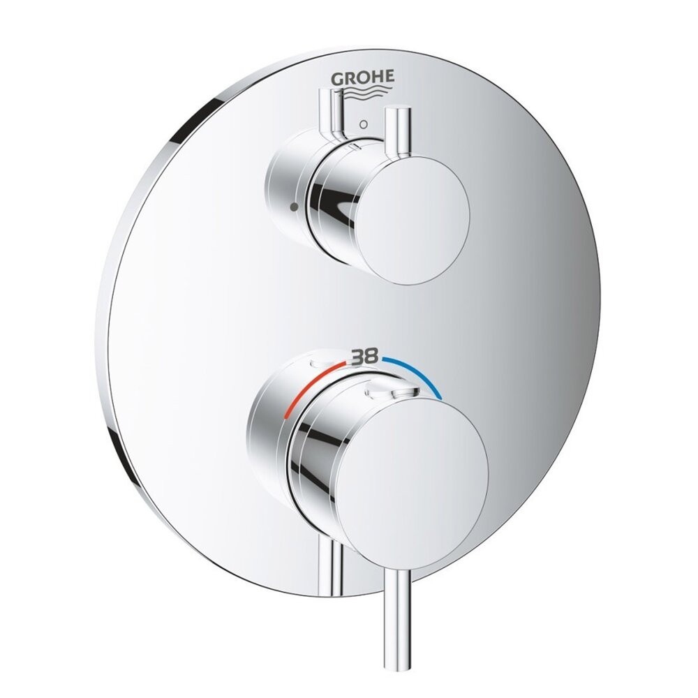 Инсталирана латунна батерия за душ Grohe Atrio с хромирано термоуправление