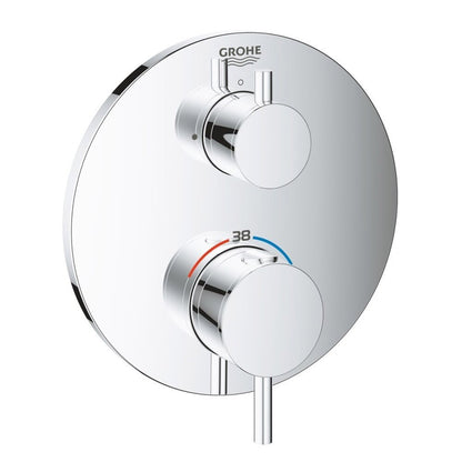 Инсталирана латунна батерия за душ Grohe Atrio с хромирано термоуправление