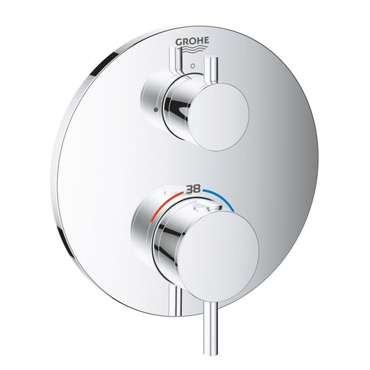 Инсталирана латунна батерия за душ Grohe Atrio с хромирано термоуправление