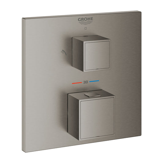Grohtherm Cube Concealed Shower Valve with 2 Outputs, Thermostatic, Anthracite Brushed Hard Graphite, Without Built-in Body