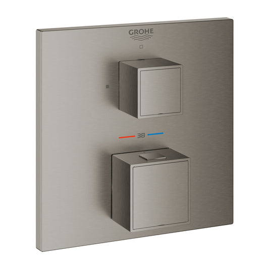 Grohe Grohtherm Cube Thermostatic Shower Valve in Hard Graphite without Concealed Body