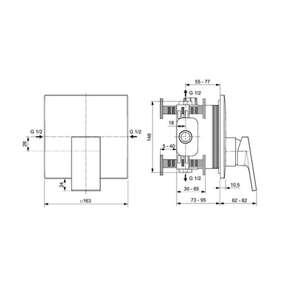 Built-in shower mixer Ideal Standard Atelier Extra glossy chrome without built-in body