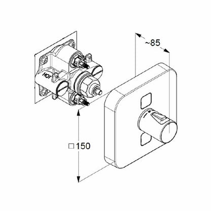 Kludi Push Thermostatic Concealed Shower Valve for 2 Consumers Chrome