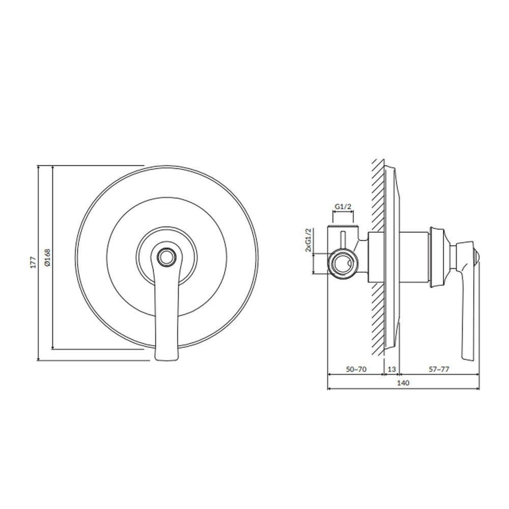 Omnires Armance Built-in Shower Valve with Concealed Body