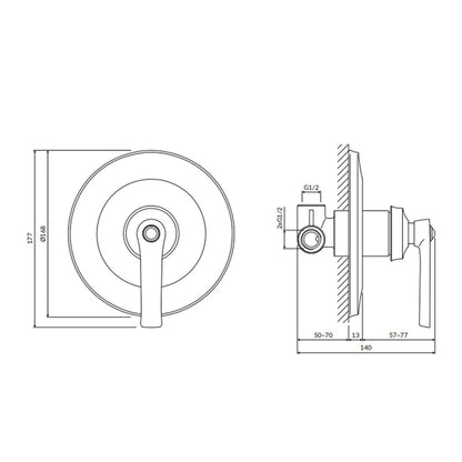 Omnires Armance Built-in Shower Valve with Concealed Body