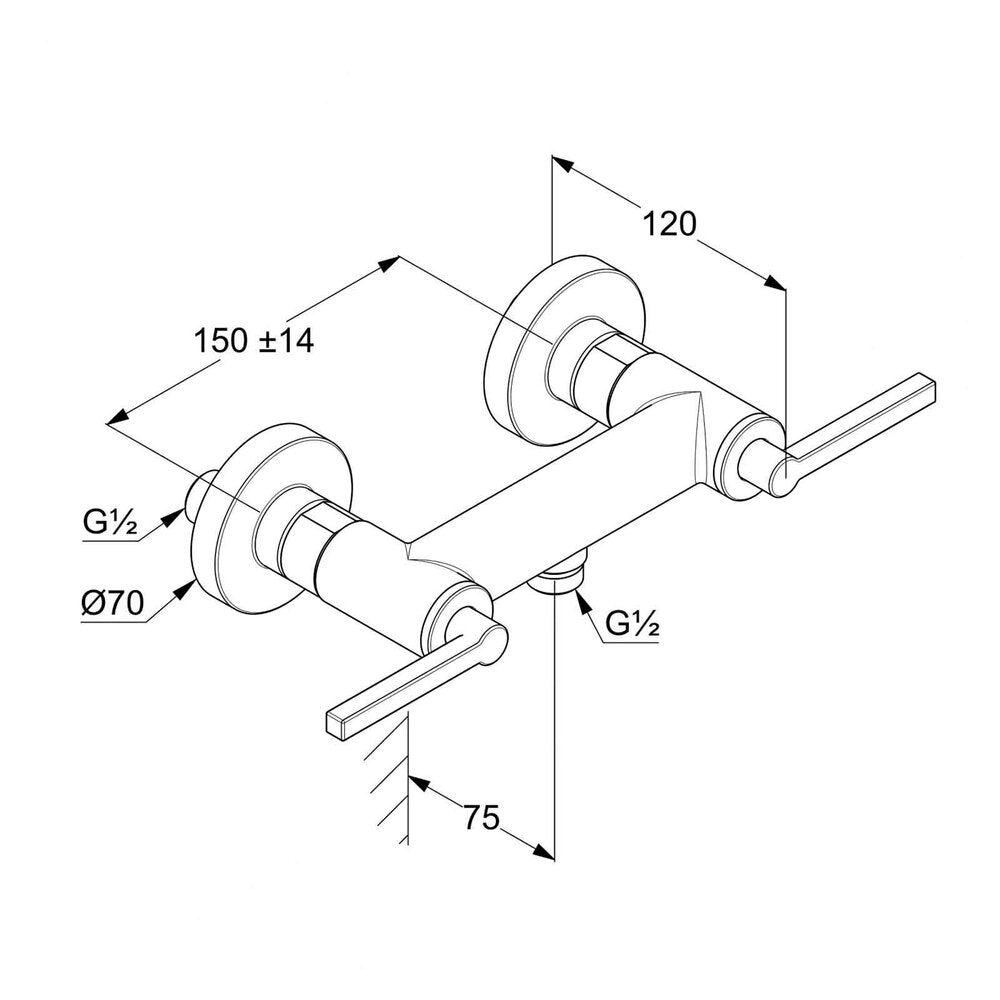 Kludi Nova Fonte Puristic Dual Control Shower Valve Chrome