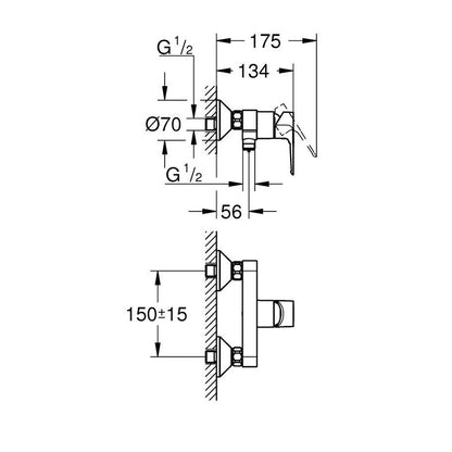 Смесител за душ Grohe Start Loop с хромирано покритие