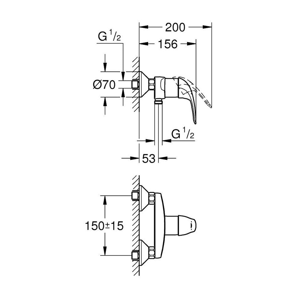 Смесител за душ с един лост Grohe Swift хром