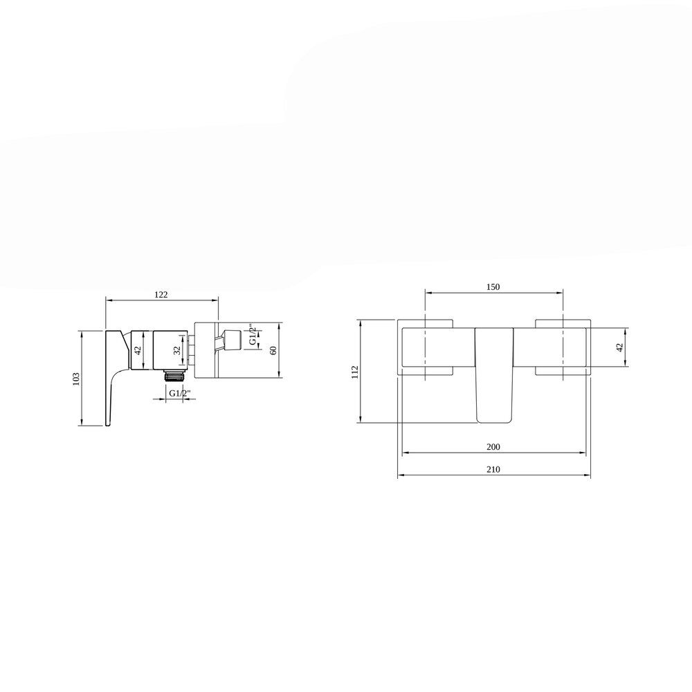 Смесител за душ с един лост Villeroy&Boch Architectura Square матово злато