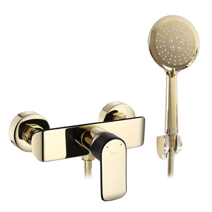 Rea Bloom Gold-Black Single-Lever Shower Faucet with Shower Set