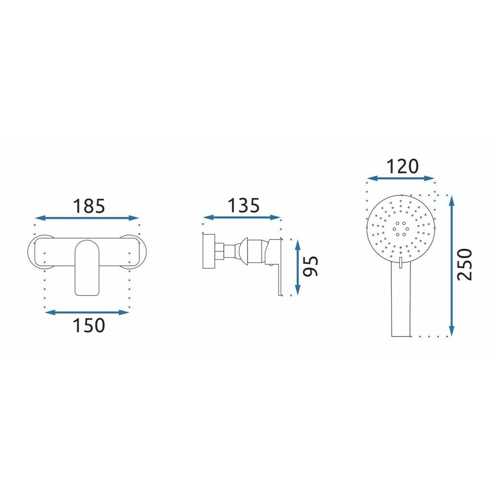 Rea Bloom Gold-Black Single-Lever Shower Faucet with Shower Set