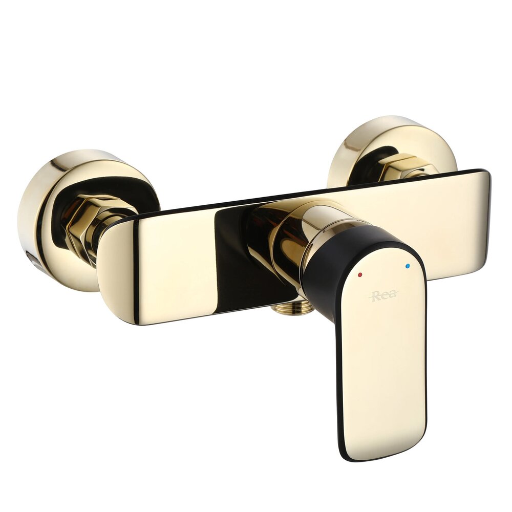 Rea Bloom Gold-Black Single-Lever Shower Faucet with Shower Set
