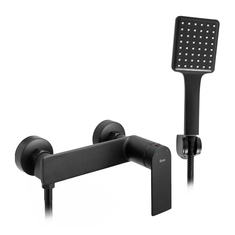 Rea Storm Shower Mixer in Matte Black with Shower Set