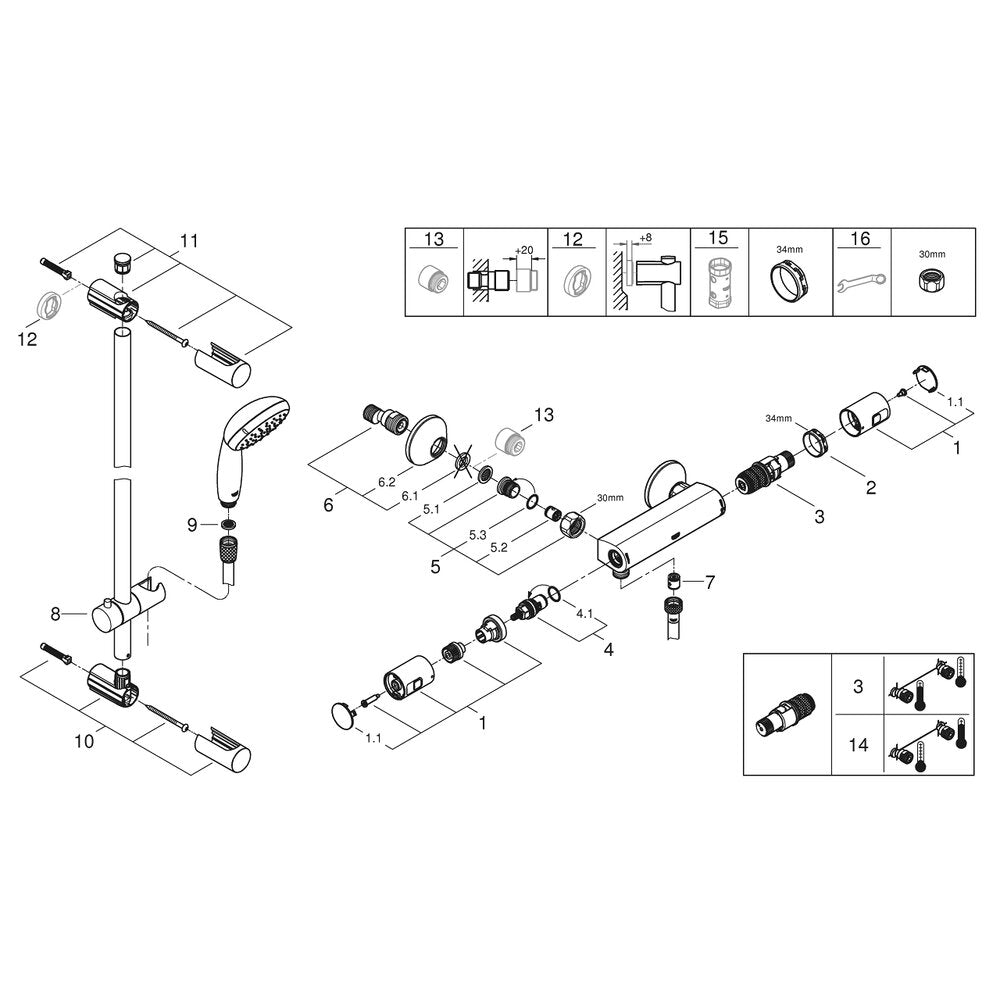 Термостатен душ смесител Grohe Precision Start хром гланц с душ комплект