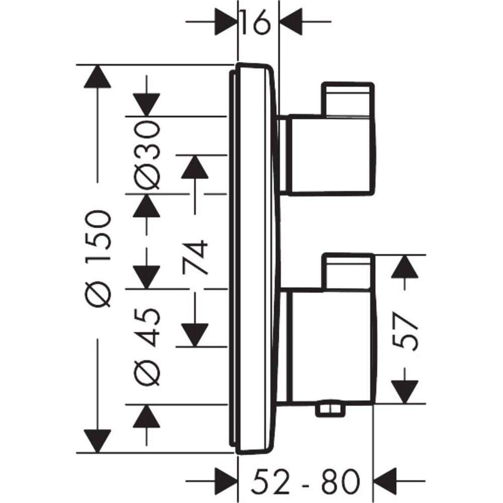 Hansgrohe Ecostat S Thermostatic Shower Valve with Two Functions, Chrome