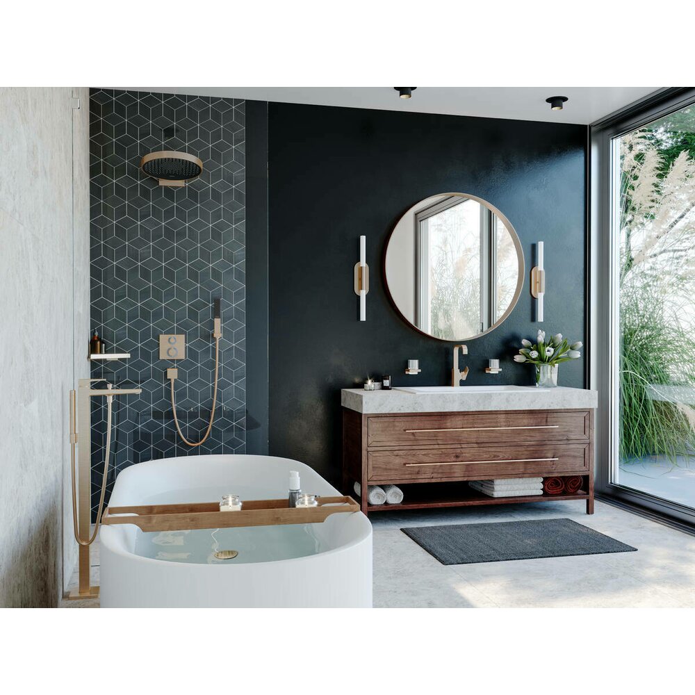 Термостатичен душ смесител Hansgrohe Ecostat Square вградена инсталация 2 функции черен мат