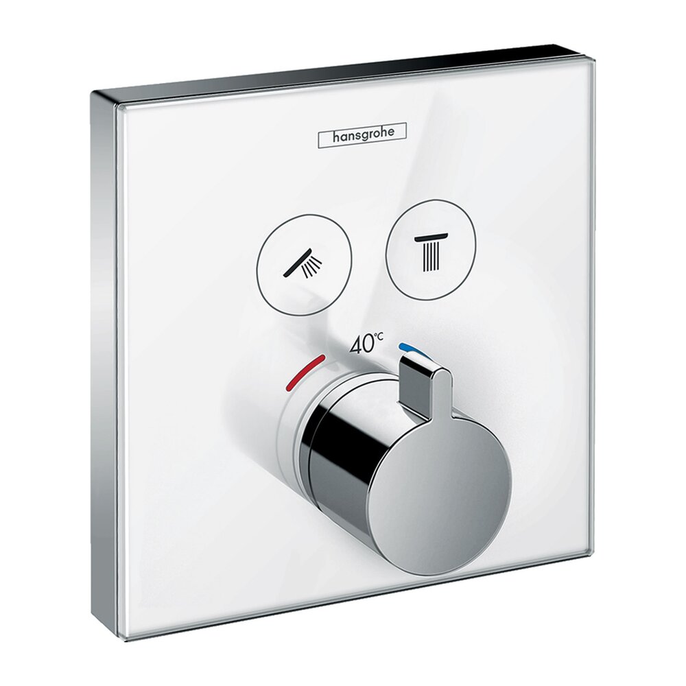 Hansgrohe ShowerSelect Glass White - Chrome Thermostatic Shower Valve