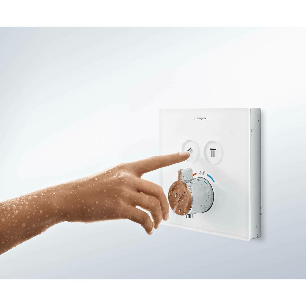 Hansgrohe ShowerSelect Glass White - Chrome Thermostatic Shower Valve