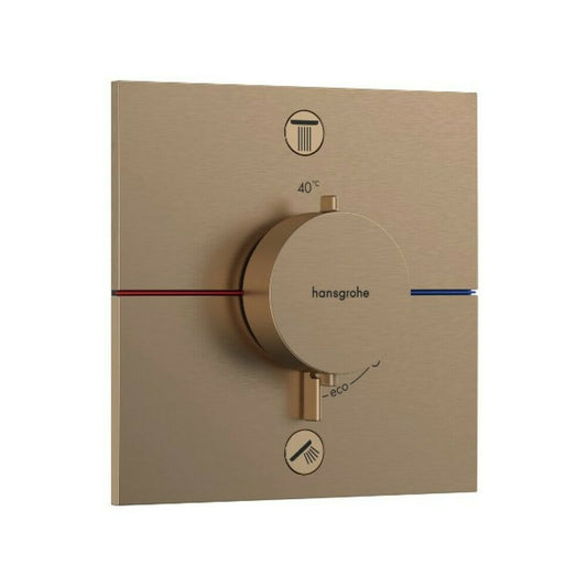 Термостатна вградена душ батерия в бронз с brushed Hansgrohe ShowerSelect Comfort E, 2 функции