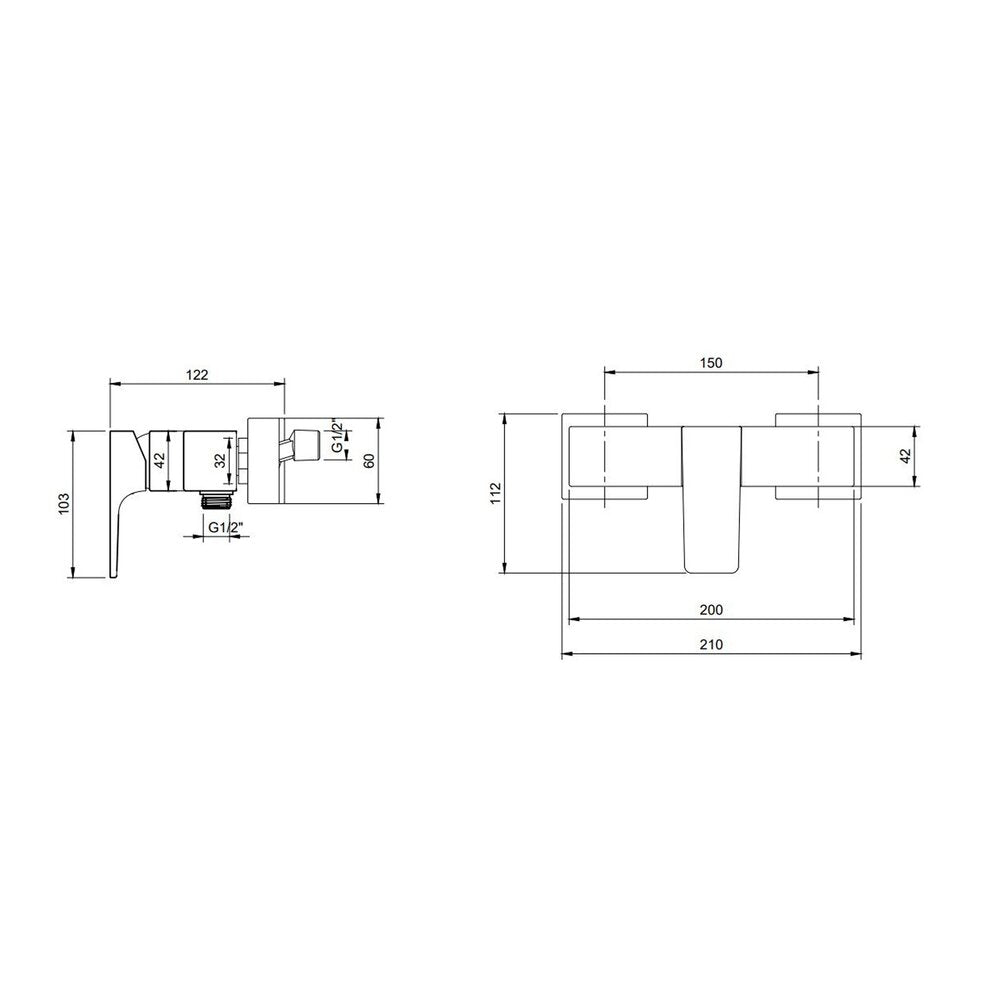 Смесител за душ Villeroy&Boch Architectura Square с един лост хром