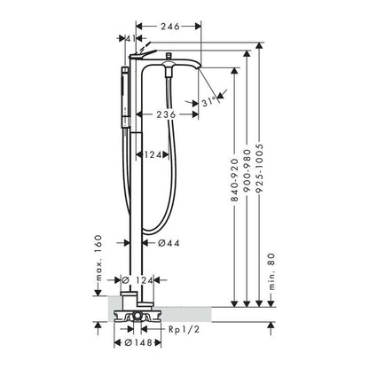 Freestanding Bath-Shower Mixer Hansgrohe Vivenis Single-Lever Chrome