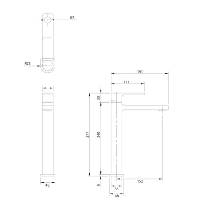 High Basin Mixer Omnires Baretti Matte Black