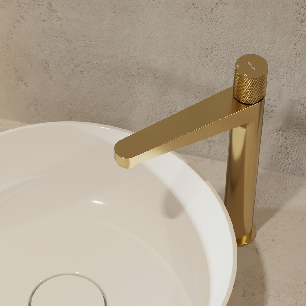 High Basin Mixer Omnires Contour Brushed Gold