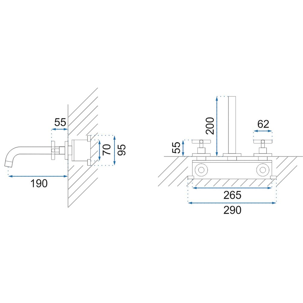 Rea Exit Matte Black Concealed Faucet 3-Piece Set