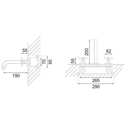 Rea Exit Matte Black Concealed Faucet 3-Piece Set