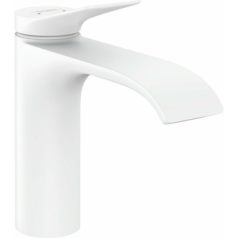 White Matte Sink Faucet Hansgrohe Vivenis 110 with Pop-up Drain