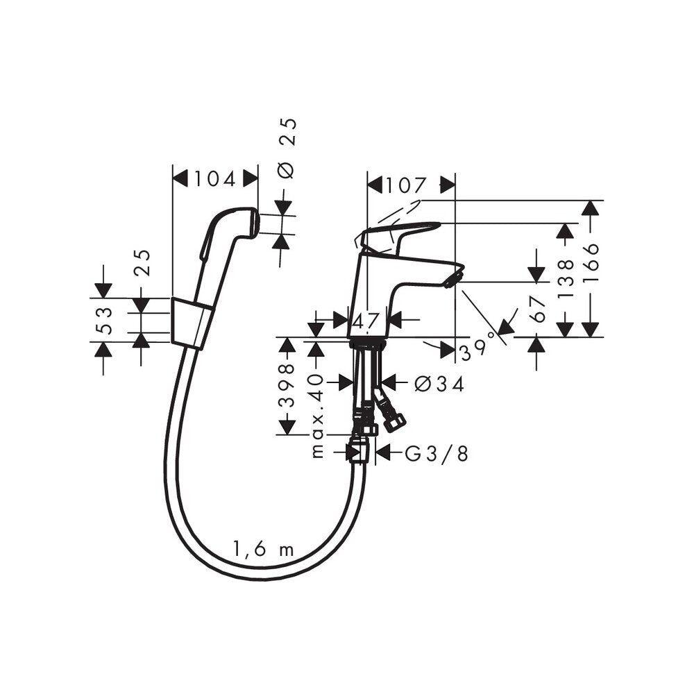Смесител за мивка Hansgrohe Logis с хигиеничен душ хром