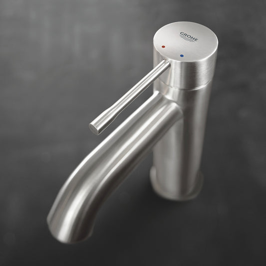 Смесител за умивалник Grohe Essence S монокоманден хром мат Supersteel без вентил