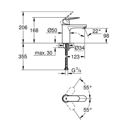 Смесител за мивка Grohe Eurosmart Cosmopolitan M монофункционален хром