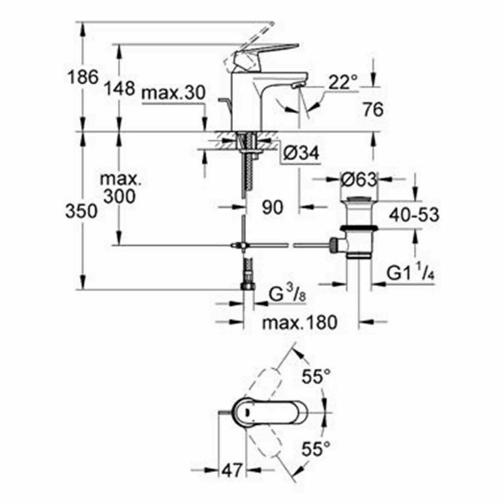 Смесител за мивка Grohe Eurosmart Cosmopolitan S хром