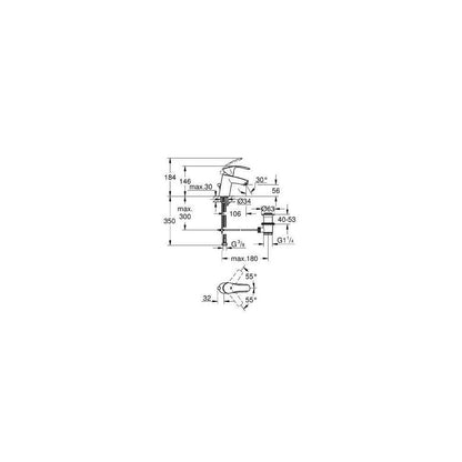 Смесител за мивка Grohe Eurosmart New S хром гланц