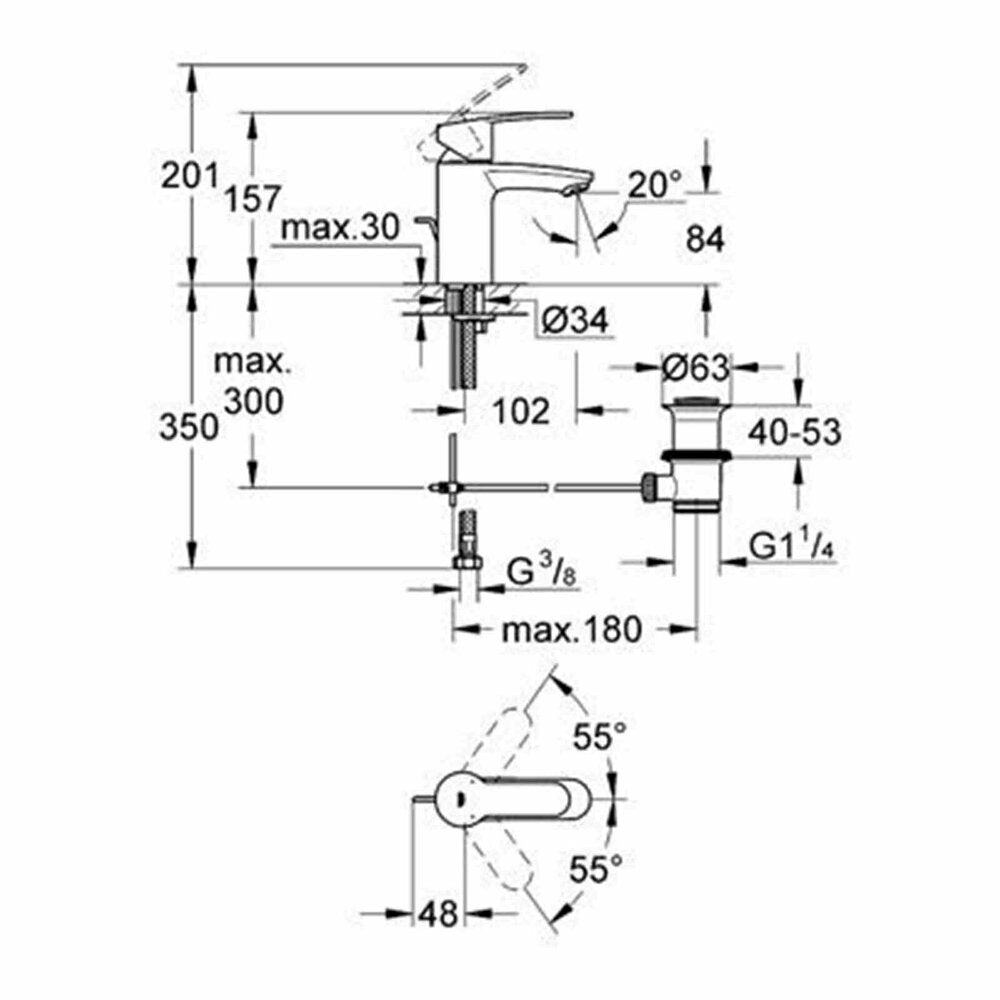 Батерия за мивка Grohe Eurostyle Cosmopolitan S хром лъскав с един лост