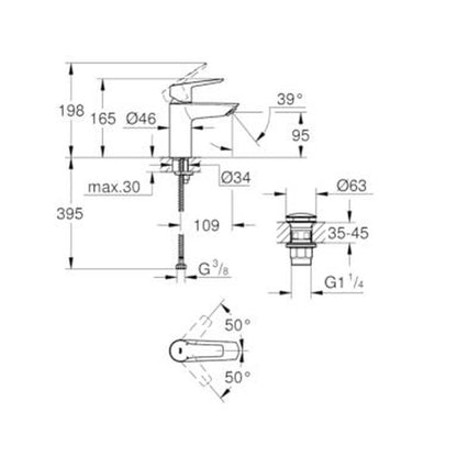 Батерия за мивка Grohe Start S монокомандна черен мат