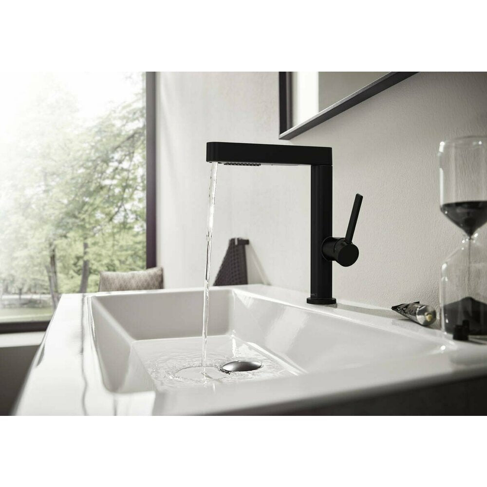 Hansgrohe Finoris 230 Sink Faucet with Pull-Out Shower, 2 Jets and Push-Open Drain Matte Black