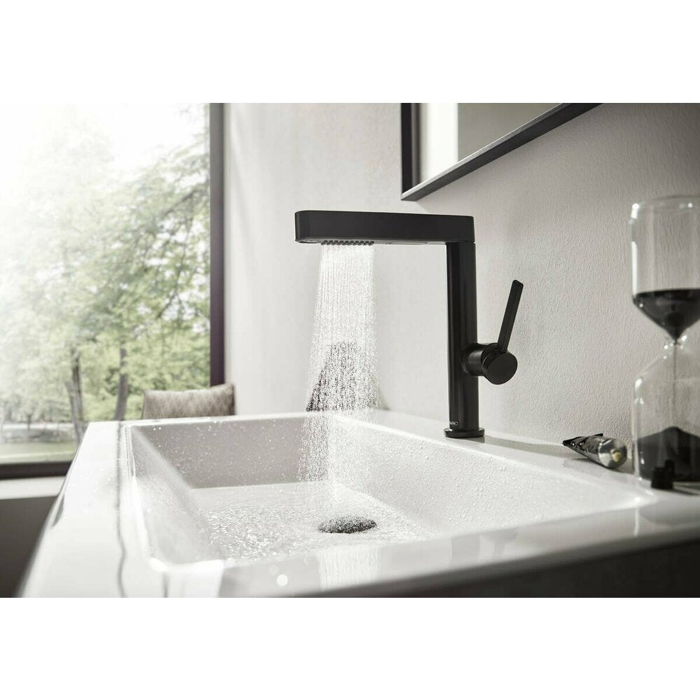 Hansgrohe Finoris 230 Sink Faucet with Pull-Out Shower, 2 Jets and Push-Open Drain Matte Black