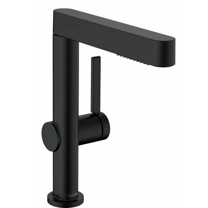 Hansgrohe Finoris 230 Sink Faucet with Pull-Out Shower, 2 Jets and Push-Open Drain Matte Black