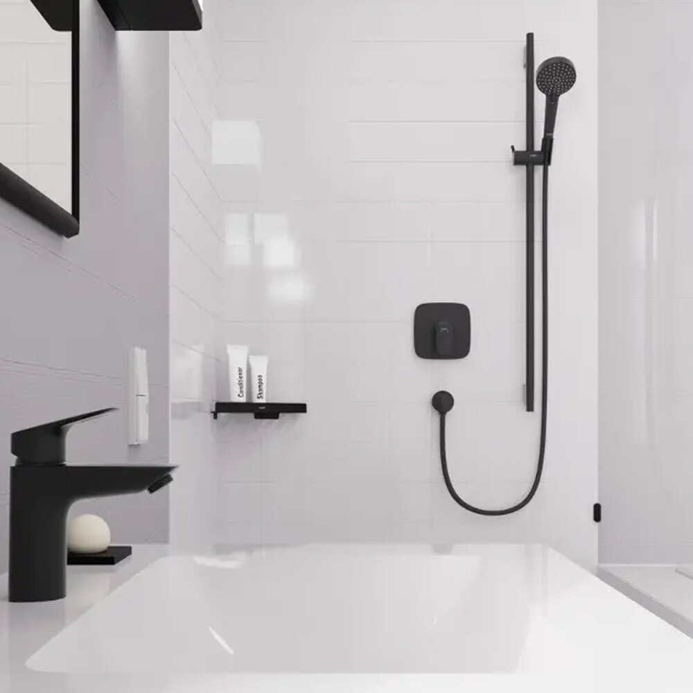 Смесител за мивка Hansgrohe Logis 100 с Push-Open вентил в матово черно