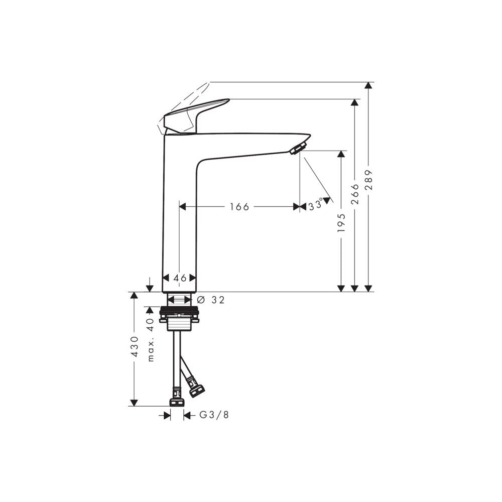 High Basin Mixer Hansgrohe Logis 190 without Waste Chrome
