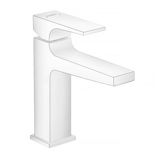 Hansgrohe Metropol 110 Basin Mixer with Push-Open Waste in Matte White