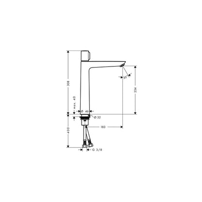 High Basin Mixer Hansgrohe Talis Select E 240 Chrome