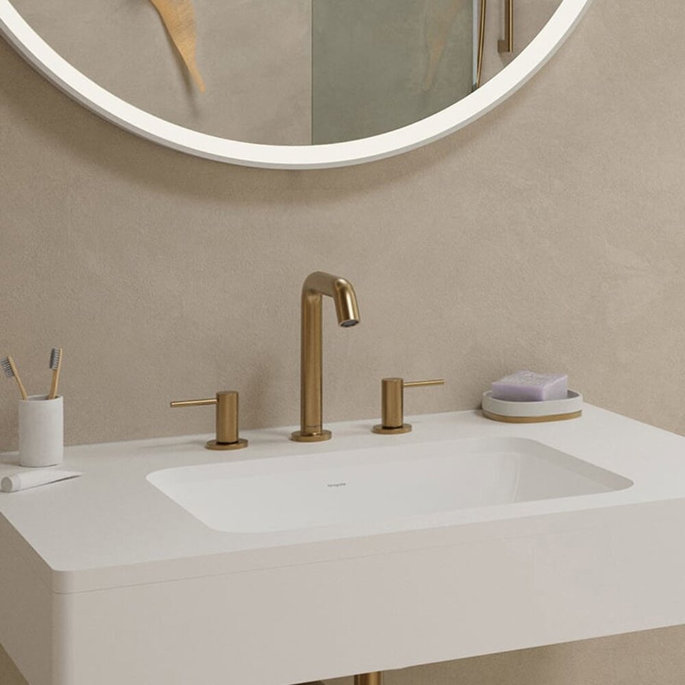 Смесител за мивка Hansgrohe Tecturis S 150 Ecosmart+ с двоен контрол, четкан бронз